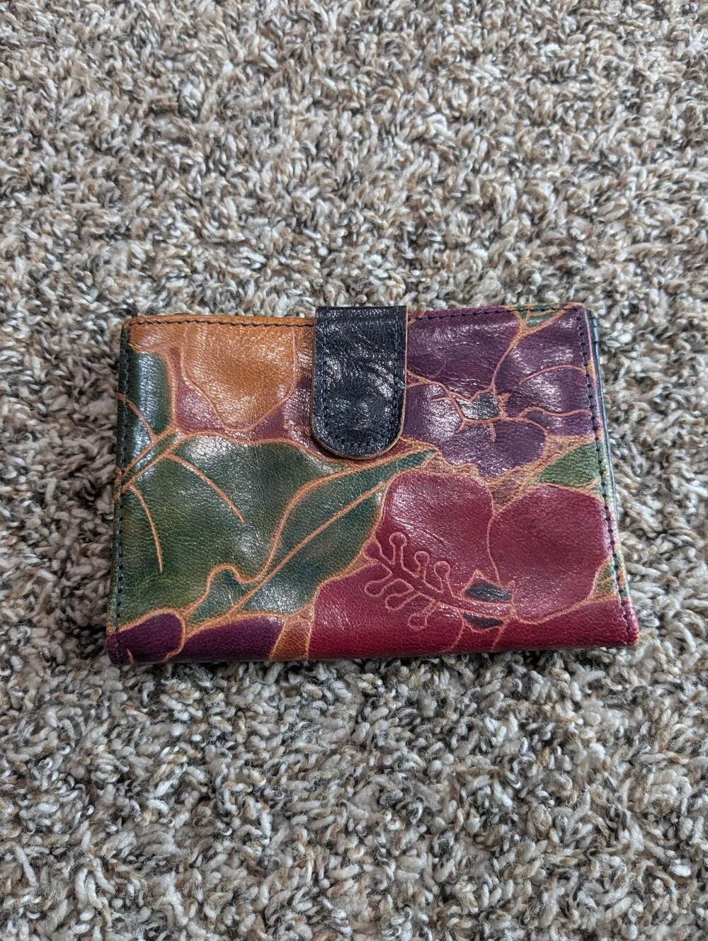Vintage Tooled Leather Floral Wallet Made In India